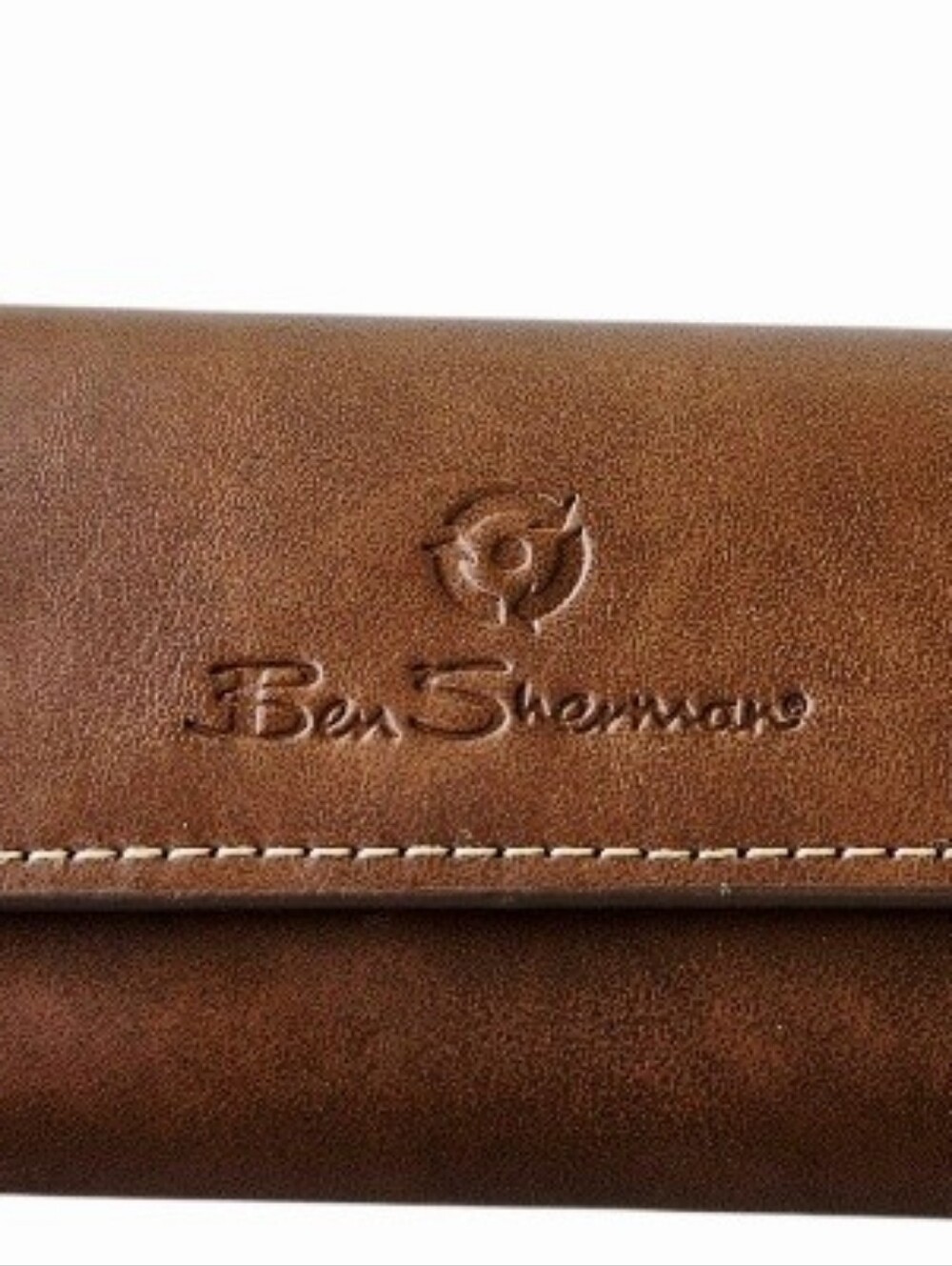 Ben Sherman Brown Leather Sunglasses Case with Contrast Stitching - Picture 2 of 7